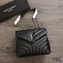Saint Laurent Small Loulou Chain Bag In Y Matelasse Leather Black/Silver