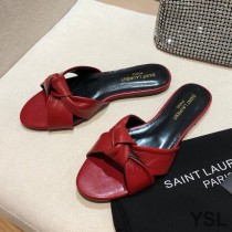 Saint Laurent Bianca Slides In Smooth Leather Red