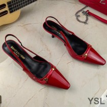 Saint Laurent Blade Slingback Pumps In Patent Leather Red