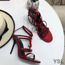Saint Laurent Cassandra Sandals In Patent Leather Red