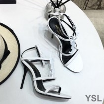 Saint Laurent Cassandra Sandals In Patent Leather White