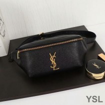 Saint Laurent Classic Monogram Belt Bag In Textured Leather Black/Gold