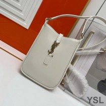 Saint Laurent Le 5 A 7 Vertical Pouch In Smooth Leather White/Gold