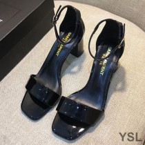 Saint Laurent Loulou 70 Sandals In Patent Leather Black