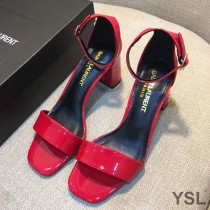 Saint Laurent Loulou 70 Sandals In Patent Leather Red