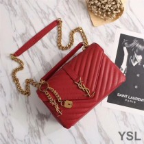 Saint Laurent Medium Classic College Chain Bag In Matelasse Leather Red/Gold