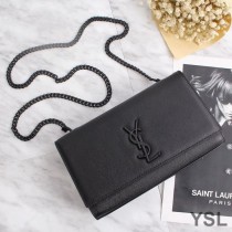 Saint Laurent Medium Kate Chain Bag In Grained Leather Black
