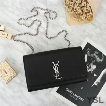 Saint Laurent Medium Kate Chain Bag In Leather Black/Silver