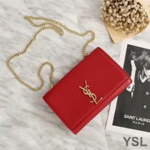 Saint Laurent Medium Kate Chain Bag In Leather Red/Gold