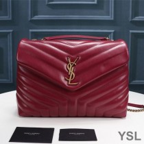 Saint Laurent Medium Loulou Chain Bag In Y Matelasse Leather Red/Gold