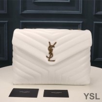 Saint Laurent Medium Loulou Chain Bag In Y Matelasse Leather White/Gold