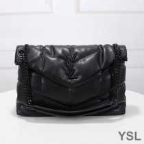 Saint Laurent Medium Loulou Puffer Bag In Quilted Lambskin Black