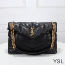 Saint Laurent Medium Loulou Puffer Bag In Quilted Lambskin Black/Gold