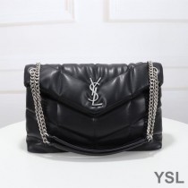 Saint Laurent Medium Loulou Puffer Bag In Quilted Lambskin Black/Silver