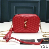 Saint Laurent Mini Lou Camera Bag In Textured Matelasse Leather Red/Gold