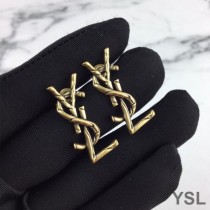 Saint Laurent Opyum Earrings In Vintage Metal Gold