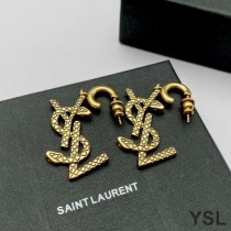 Saint Laurent Opyum Pendant Earrings In Serpent Metal Gold
