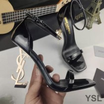 Saint Laurent Opyum Sandals In Patent Leather with Gold Heel Black