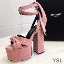 Saint Laurent Paige Platform Sandals In Suede Pink
