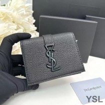 Saint Laurent Small Line Bifold Wallet In Grained Leather Black