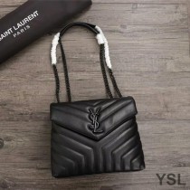 Saint Laurent Small Loulou Chain Bag In Y Matelasse Leather Black