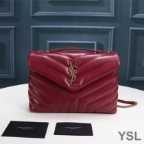 Saint Laurent Small Loulou Chain Bag In Y Matelasse Leather Red/Gold