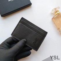 Saint Laurent Tiny Monogram Card Case In Grained Leather Black