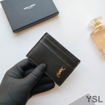 Saint Laurent Tiny Monogram Card Case In Smooth Leather Black/Gold