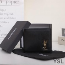 Saint Laurent Tiny Monogram East/West Wallet In Smooth Leather Black/Gold