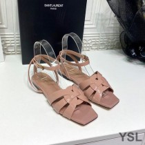 Saint Laurent Tribute Flat Sandals In Patent Leather Pink