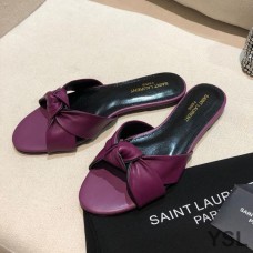 Saint Laurent Bianca Slides In Smooth Leather Purple