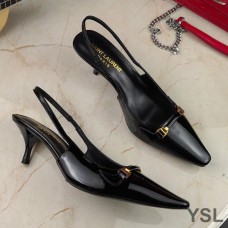 Saint Laurent Blade Slingback Pumps In Patent Leather Black