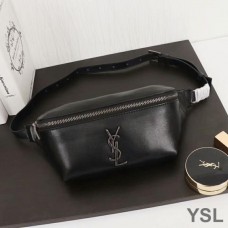 Saint Laurent Classic Monogram Belt Bag In Lambskin Black/Silver