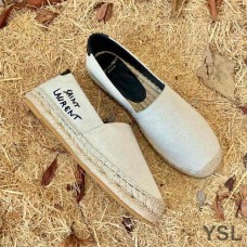 Saint Laurent Embroidered Espadrilles In Canvas White