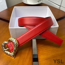Saint Laurent Heart Belt In Nappa Leather Red/Gold