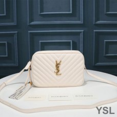 Saint Laurent Lou Camera Bag In Matelasse Leather White/Gold