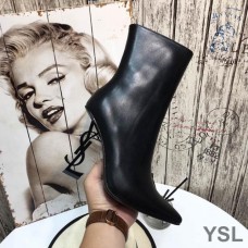 Saint Laurent Opyum Ankle Boots In Smooth Leather With Black Heel Black