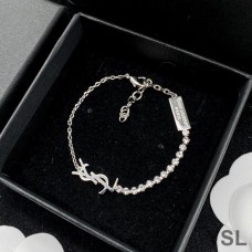 Saint Laurent Opyum Charm Bracelet In Metal and Rhinestones Silver
