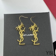 Saint Laurent Opyum Pendant Earrings In Palm Tree Metal Gold