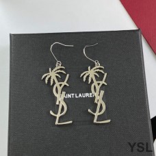 Saint Laurent Opyum Pendant Earrings In Palm Tree Metal Silver