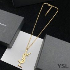 Saint Laurent Opyum Pendant Necklace In Metal Gold
