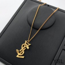 Saint Laurent Opyum Pendant Necklace In Serpent Metal Gold