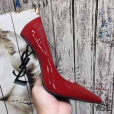 Saint Laurent Opyum Pumps In Patent Leather with Black Heel Red