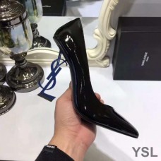 Saint Laurent Opyum Pumps In Patent Leather with Blue Heel Black