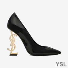 Saint Laurent Opyum Pumps In Patent Leather with Gold Heel Black