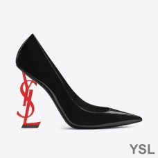 Saint Laurent Opyum Pumps In Patent Leather with Red Heel Black