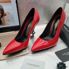 Saint Laurent Opyum Pumps In Smooth Leather with Black Heel Red