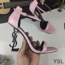 Saint Laurent Opyum Sandals In Patent Leather with Black Heel Pink