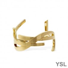 Saint Laurent Opyum Twist Cuff Bracelet In Metal Gold