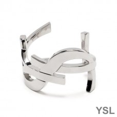 Saint Laurent Opyum Twist Cuff Bracelet In Metal Silver